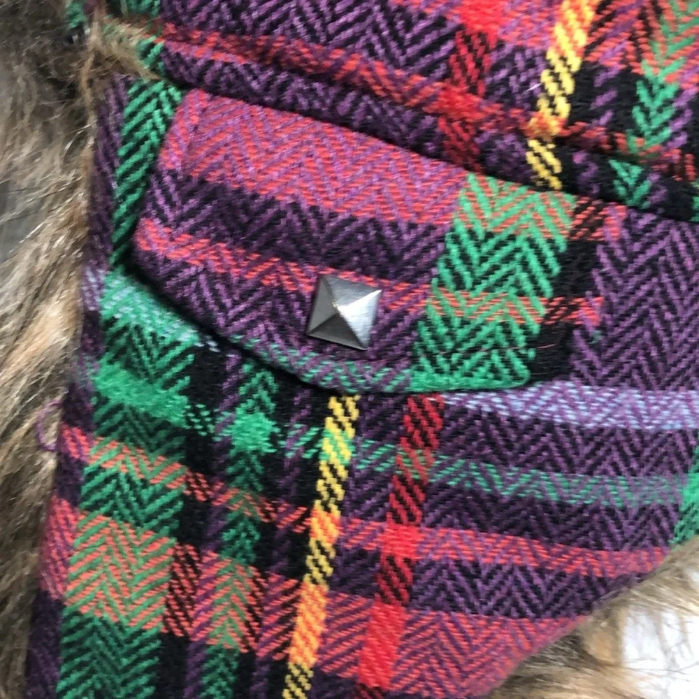 Plaid Bomber Faux Fur Hat Snow Ski Cold Weather Headwear Multi Color Plaid Hat - Picture 11 of 16